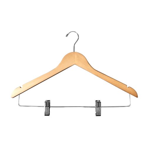 Women's Open Hook Hanger, Natural Finish with Chrome Hardware